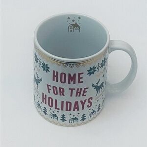 Home For The Holidays Christmas Coffee Mug Reindeer Snowflakes Houses Trees
